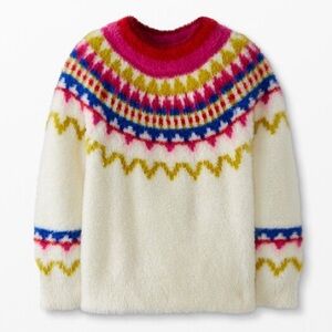 Hanna Andersson fuzzy multicolor Fair Isle sweater crewneck pullover style US 10